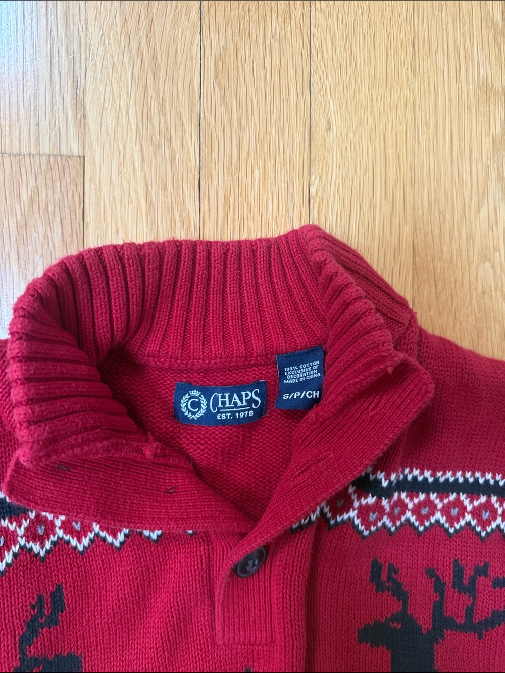 Chaps Holiday Cotton Reindeer Sweater Small - Picture 3 of 4